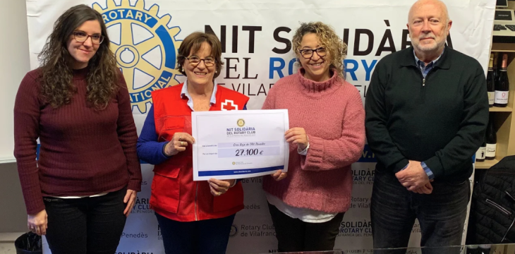 El Rotary Club de Vilafranca entrega 27.100€ a la Creu Roja de l’Alt Penedès fruit de la 14a edició de la Nit Solidària